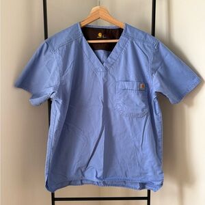 Carhartt Light Blue V-Neck Scrub Top, size S
